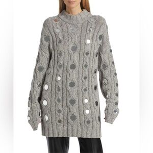 STAUD Beehive Cotton Cable-Knit Sweater Small